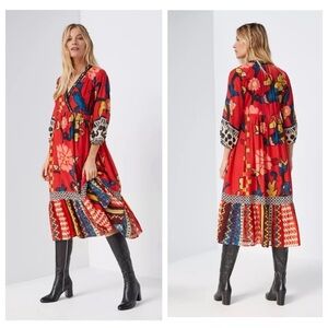 NWT Anthropologie Cayenne Maxi
Dress Size 12 Red Midi Boho.        G19